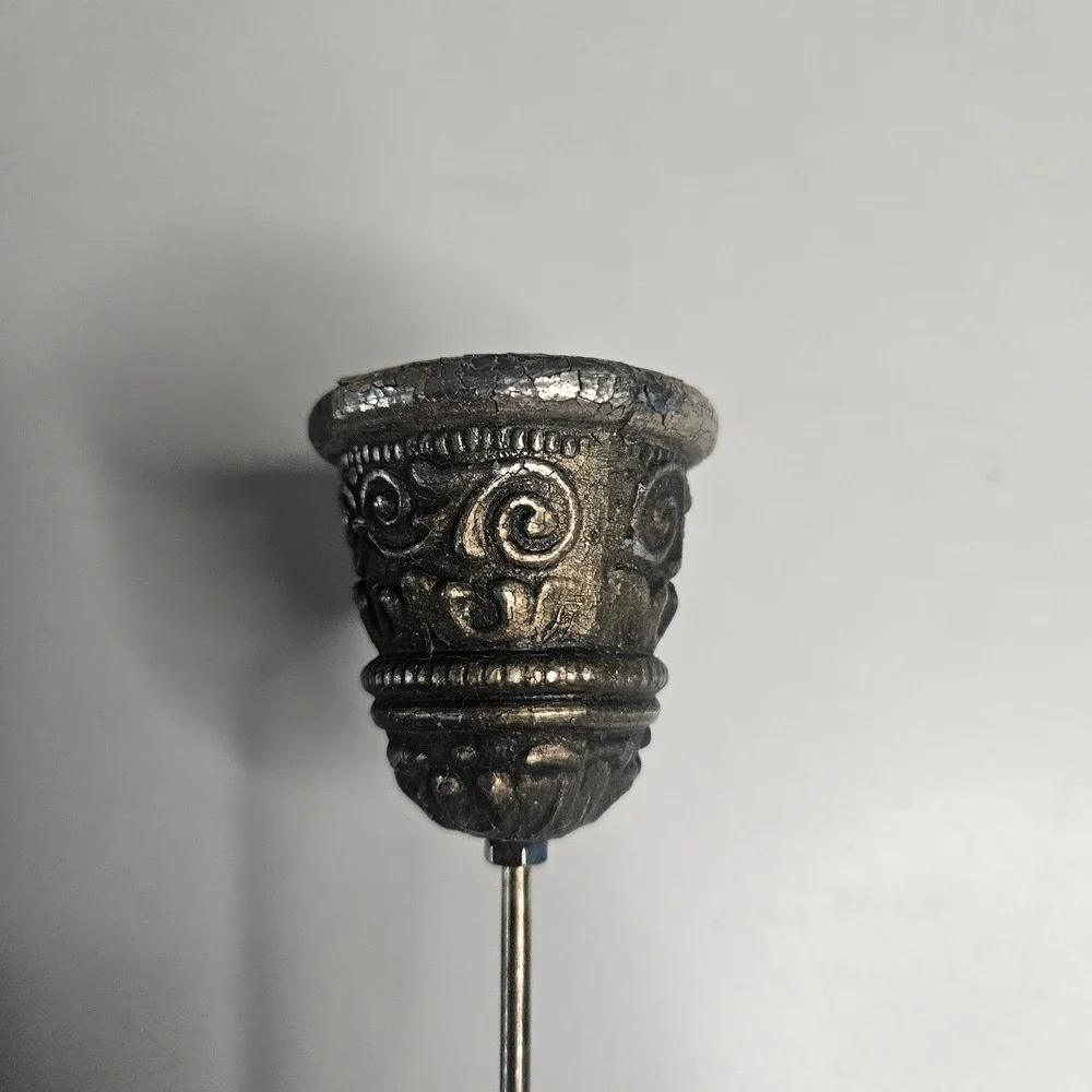 Vtg Karl Schreiner German Gnome Imp Metal Candle Holder Silver Tone Gothic‎ 8.5